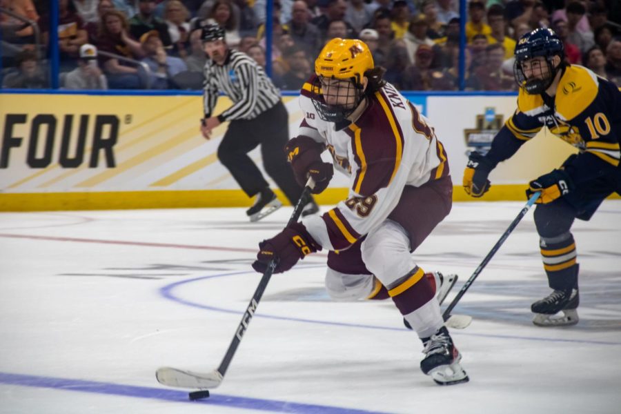 Matthew Knies, who played as a forward for the Gophers, played three NHL games last week with the Toronto Maple Leafs. His best performance was in the second game against Tampa Bay on Tuesday. 