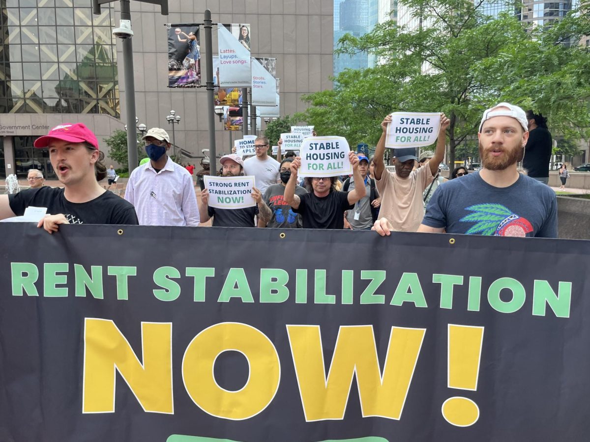 The activist organization Home to Stay advocates for rent stabilization on June 6, 2023.